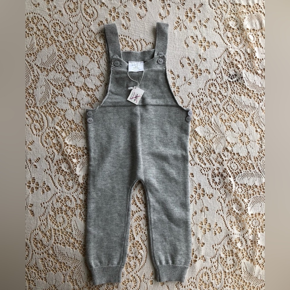 NWT Mebie Baby grey knit onesie